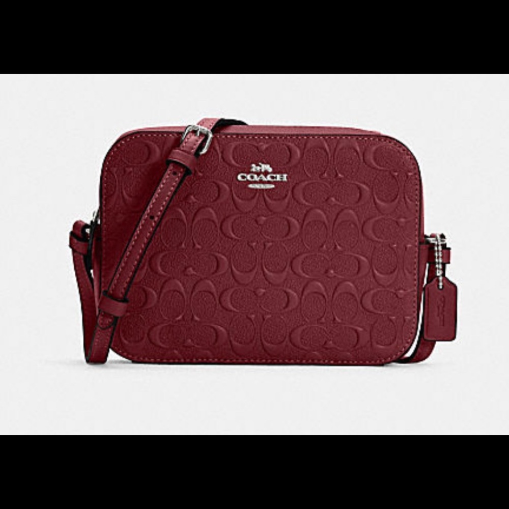 Mini camera bag in signature leather